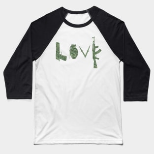 BANKSY LOVE GUNS WEAPONS by US dollar Baseball T-Shirt